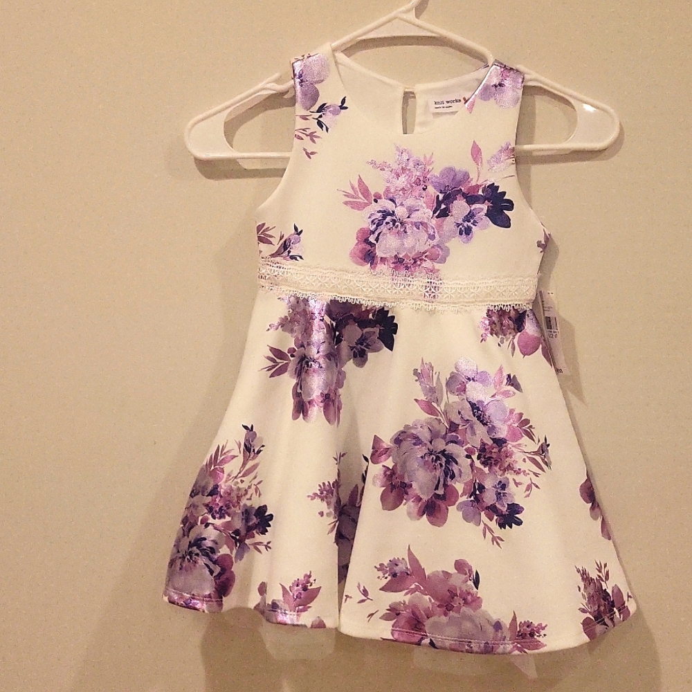 Knit Works Skater Dress White purple toddler dress